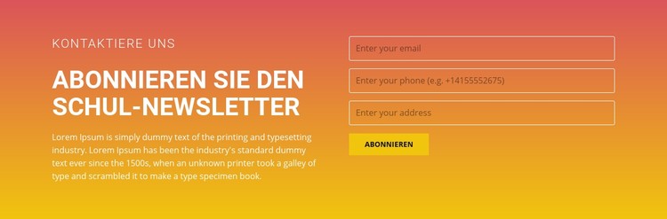 Abonnieren Sie den Newsletter CSS-Vorlage