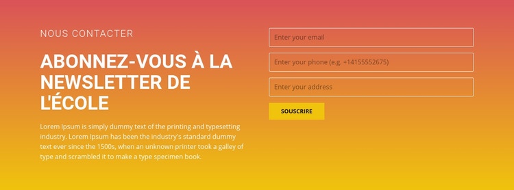 Abonnez-vous à la newsletter Modèles de constructeur de sites Web