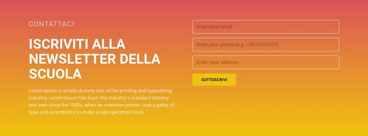 Iscriviti alla newsletter Modelli di Website Builder