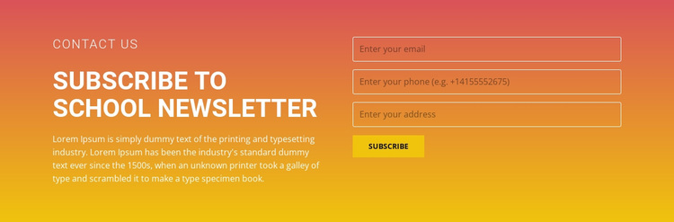 Subscribe to the newsletter Joomla Page Builder