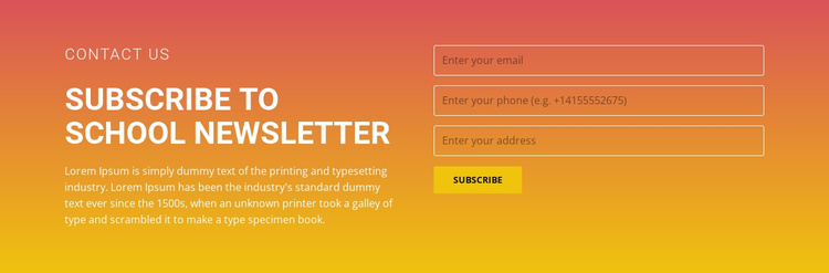 Subscribe to the newsletter Joomla Template