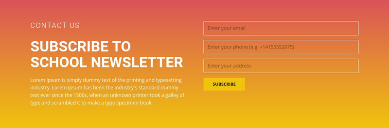 Subscribe to the newsletter Web Page Designer