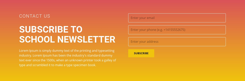 Subscribe to the newsletter Wix Template Alternative