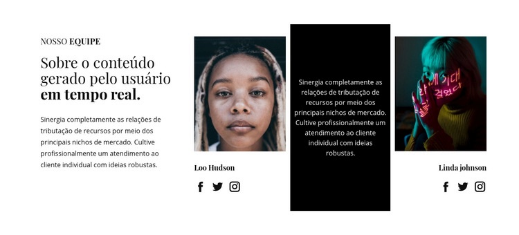 Sobre o conteúdo gerado pelo usuário Design do site