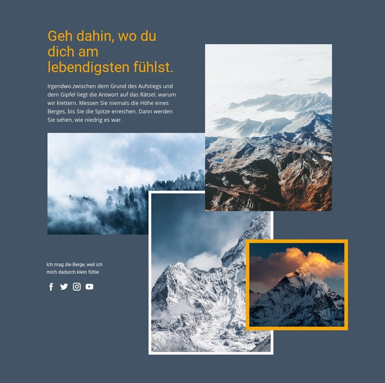 Wandern über die Alpenwege Website Builder-Vorlagen