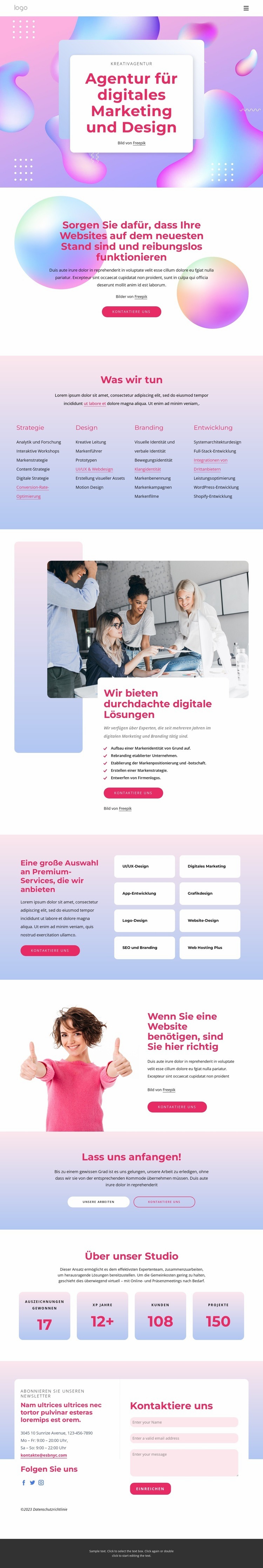 Wir liefern hochwertiges Branding und guten Code Eine Seitenvorlage