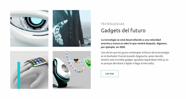 Tecnología y gadgets del futuro Maqueta de sitio web