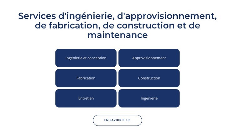 Services d'ingénierie, de construction Page de destination