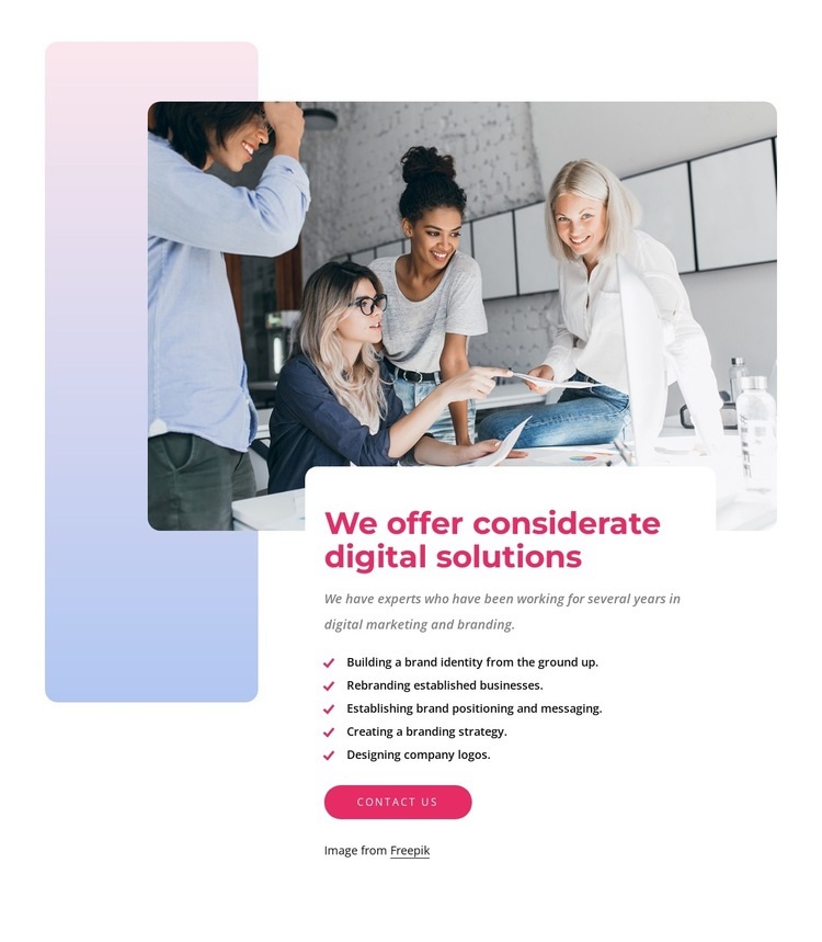 We offer considerate digital solutions Homepage Design