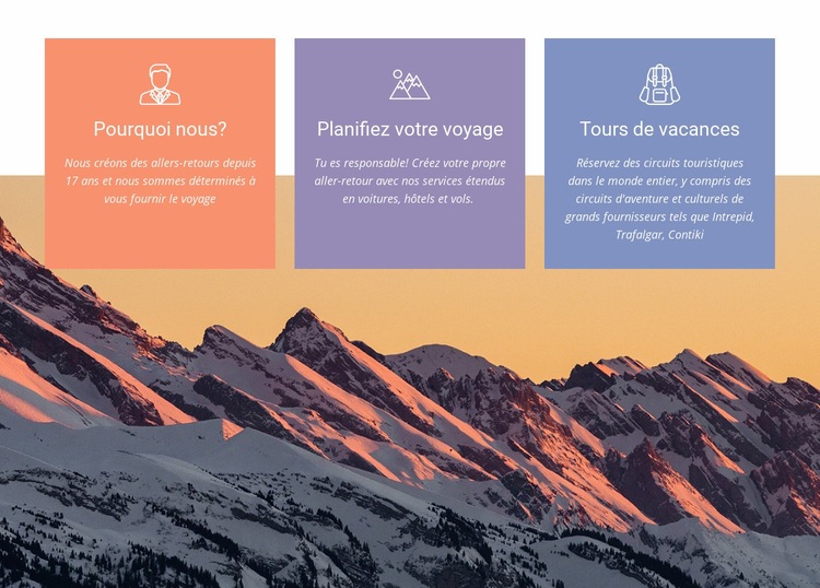 Les avantages de voyager Maquette de site Web