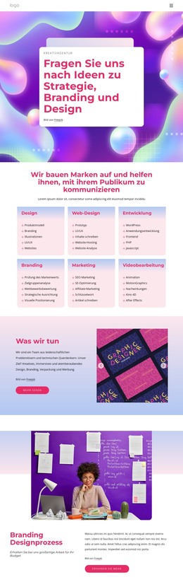 Branding-, Strategie- Und Multidisziplinäres Designstudio - HTML-Websitevorlage