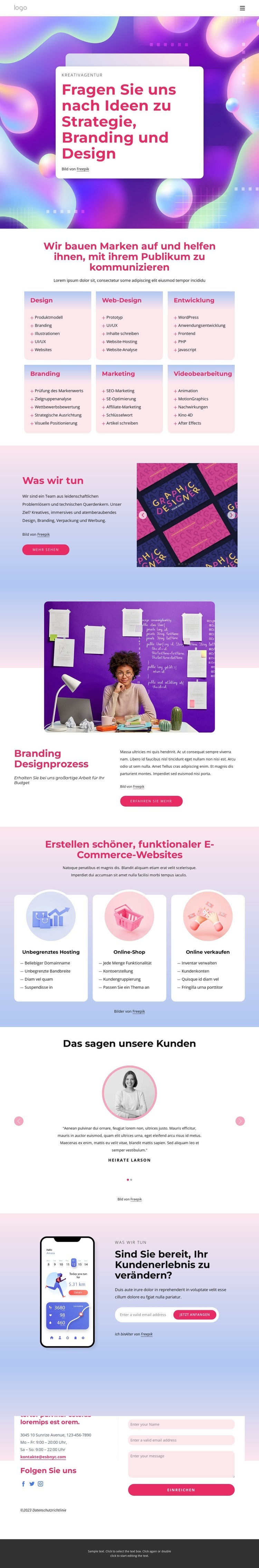 Branding-, Strategie- und multidisziplinäres Designstudio Landing Page