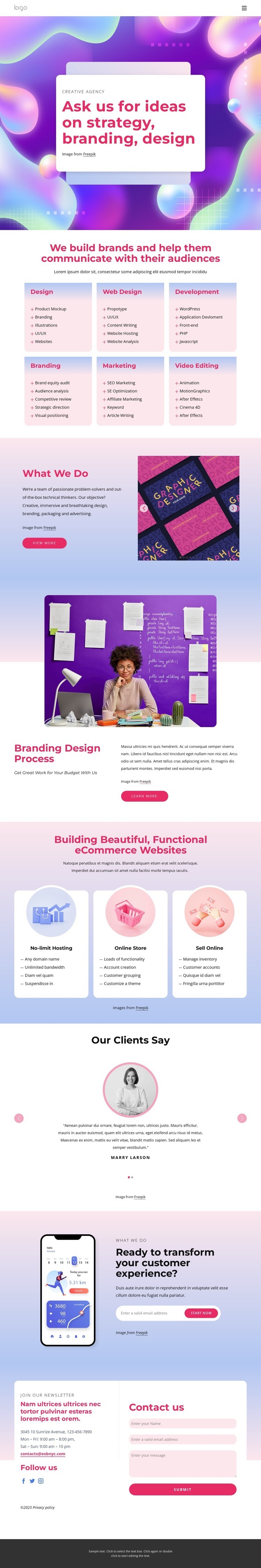 Branding, strategy and multidisciplinary design studio Web Page Design