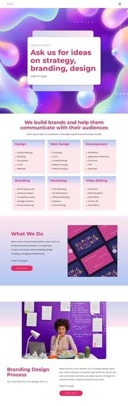 Branding, Strategy And Multidisciplinary Design Studio - Custom WordPress Theme
