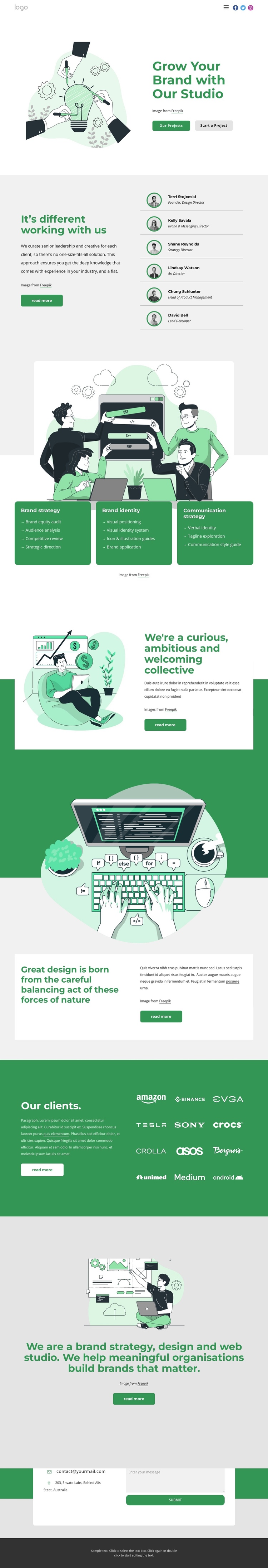 Grow your brand with our studio One Page Template