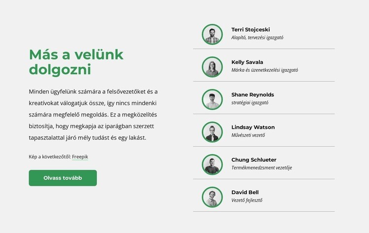 Ideje találkozni a csapatunkkal WordPress Téma