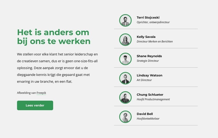 Tijd om ons team te ontmoeten Website ontwerp