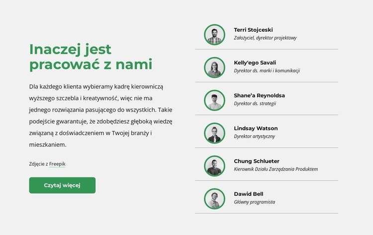 Czas poznać nasz zespół Szablon HTML5