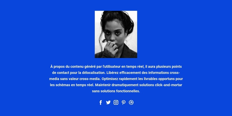 Texte de photo et icônes sociales Créateur de site Web HTML