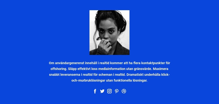 Fototext och sociala ikoner CSS -mall