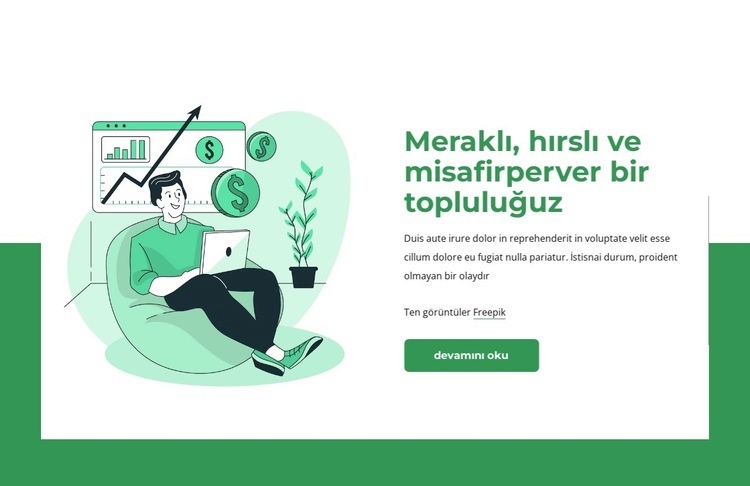 Meraklı bir kolektifiz Web Sitesi Mockup'ı