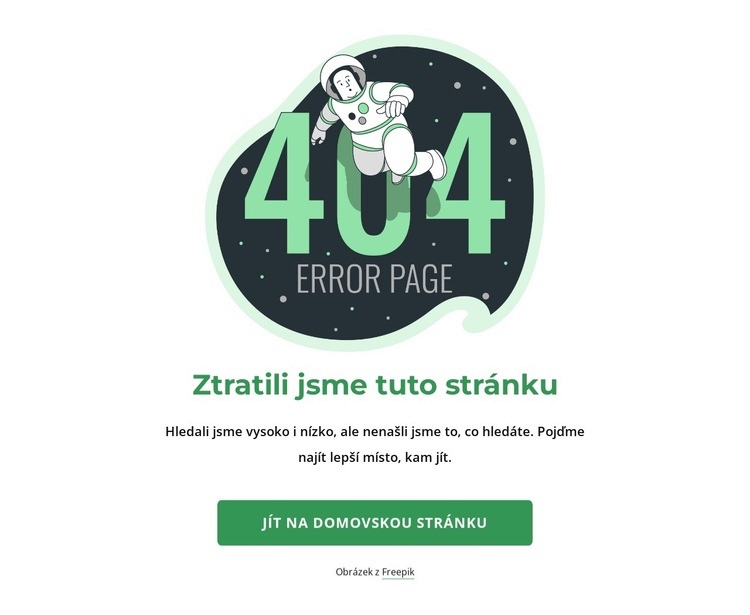 Stránka 404 s tématem vesmíru Šablona webové stránky