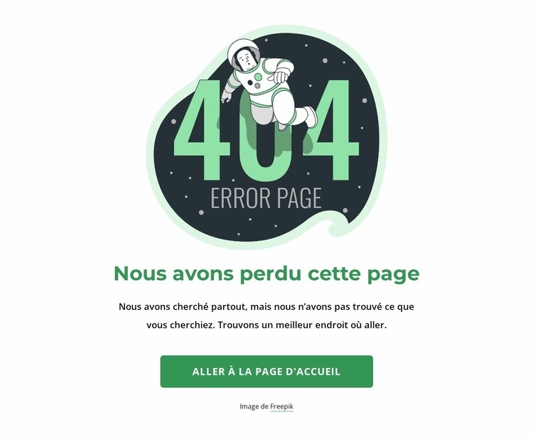 Page 404 sur le thème de l'espace Modèles de constructeur de sites Web