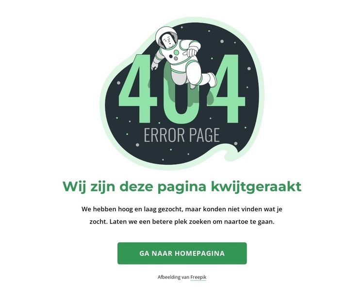 404 pagina met ruimtethema Bestemmingspagina