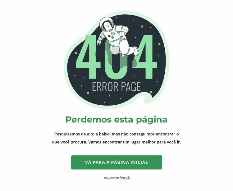 Página 404 com tema espacial Modelo HTML5