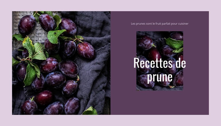Recettes de prune Maquette de site Web