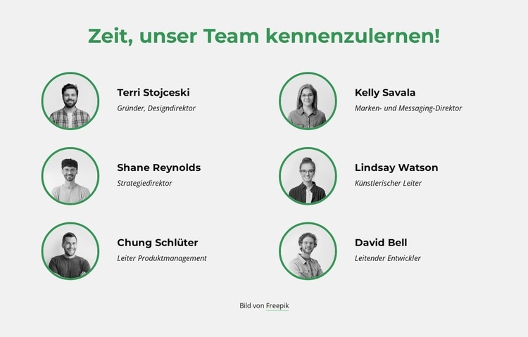 Zeit, unser Kreativteam kennenzulernen Eine Seitenvorlage