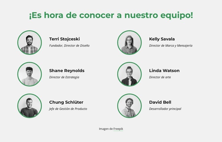 Es hora de conocer a nuestro equipo creativo. Plantillas de creación de sitios web