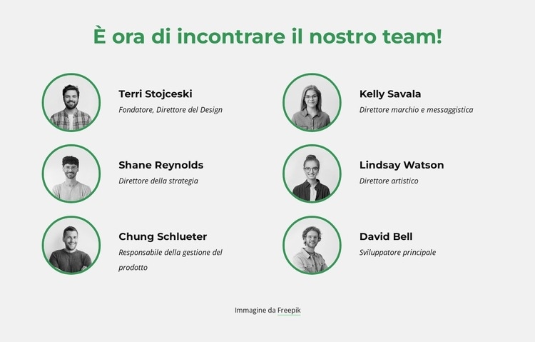 È ora di incontrare il nostro team creativo Modello HTML5