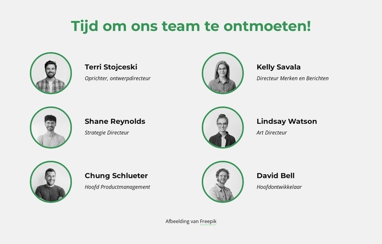 Tijd om ons creatieve team te ontmoeten Bestemmingspagina