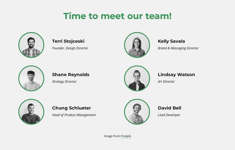 Time to meet our creative team One Page Template