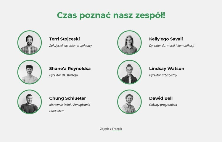 Czas poznać nasz kreatywny zespół Szablon HTML5