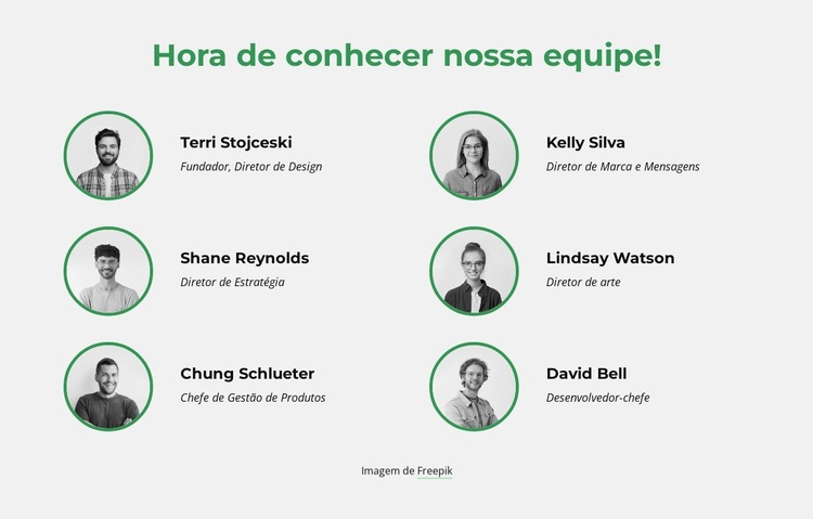 É hora de conhecer nossa equipe criativa Modelo de site