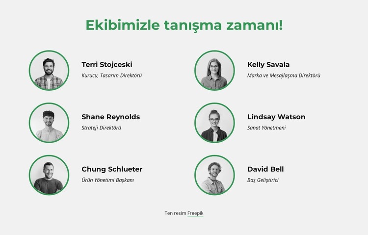 Yaratıcı ekibimizle tanışma zamanı HTML Şablonu