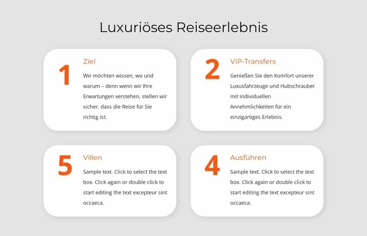 Luxuriöses Reiseerlebnis Website design