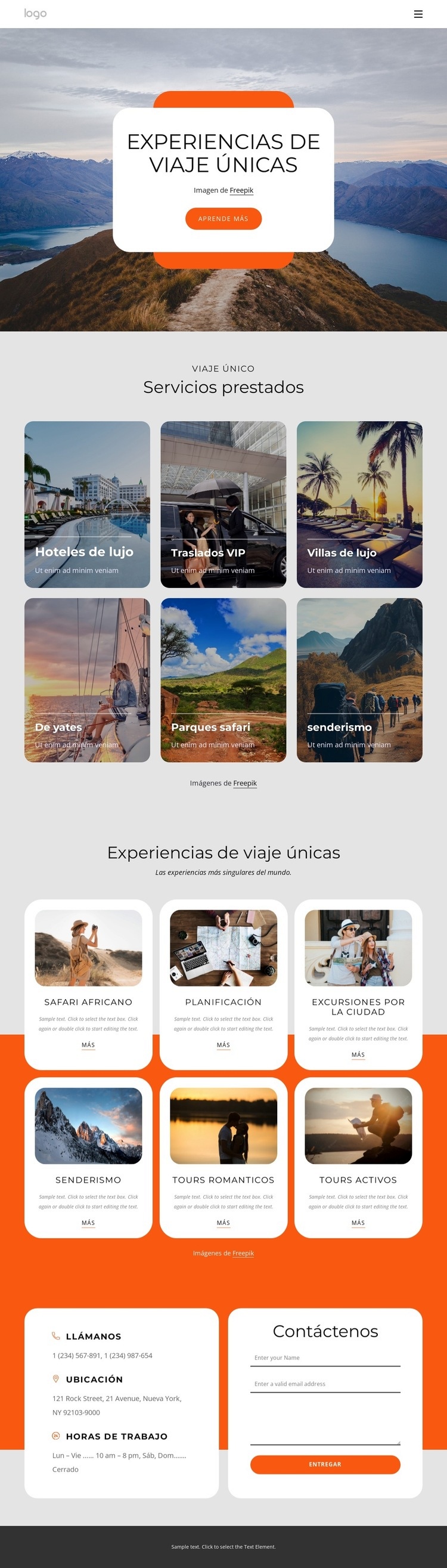 Experiencia de viaje de lujo en grupos pequeños. Creador de sitios web HTML