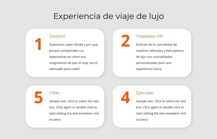 Experiencia de viaje de lujo Maqueta de sitio web