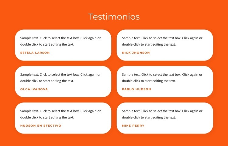 Testimonios con textos Página de destino