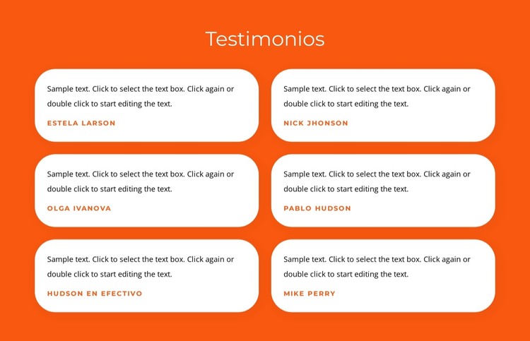 Testimonios con textos Plantilla HTML