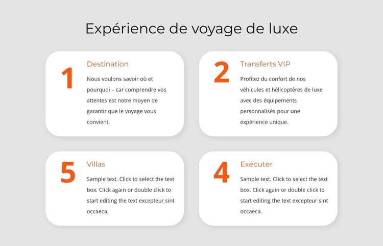 Expérience de voyage de luxe Créateur de site Web HTML