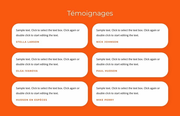 Témoignages avec textes Créateur de site Web HTML