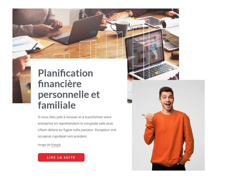 Planification financière familiale Maquette de site Web