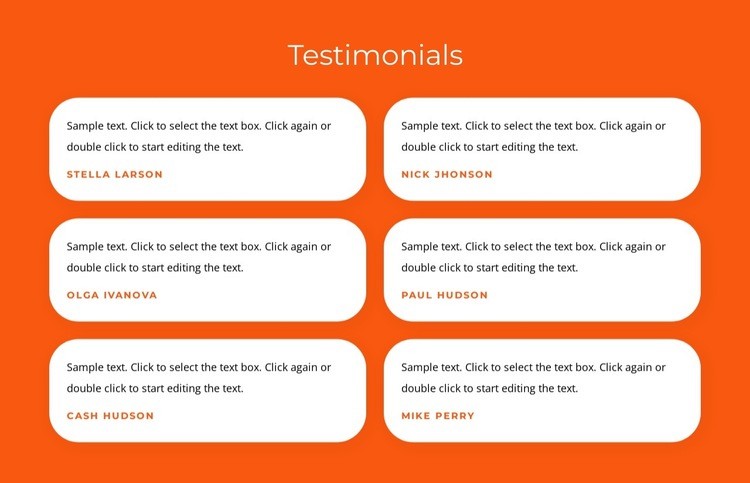 Testimonials with texts Homepage Design