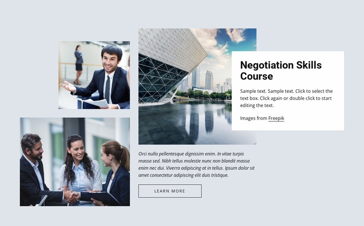 Negotiation skills courses Homepage Design