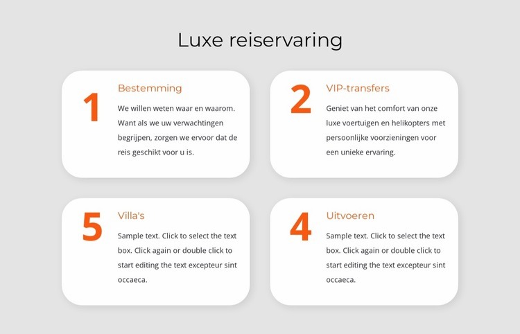 Luxe reiservaring Bestemmingspagina