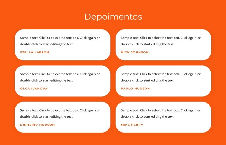 Depoimentos com textos Template CSS